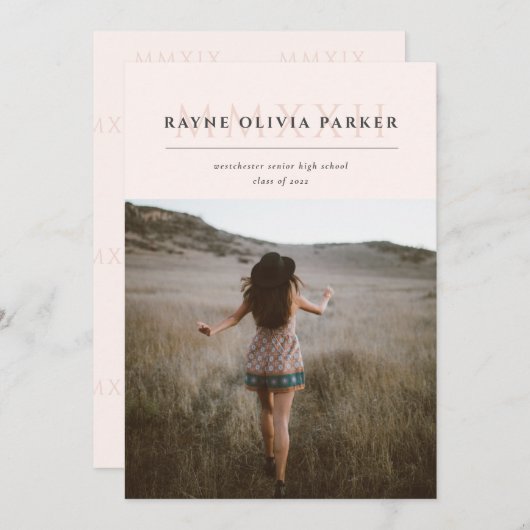 MMXXII Romeins cijfer 2022 Afstudeer aankondiging (Voorkant / Achterkant)