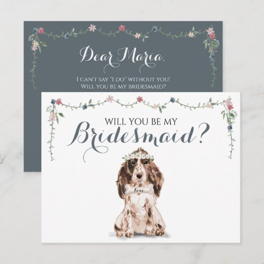 M'n bruidsmeisje Cocker Spaniel Dog Uitnodiging Briefkaart (Voorkant / Achterkant)