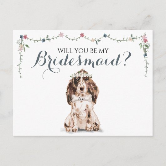 M'n bruidsmeisje Cocker Spaniel Dog Uitnodiging Briefkaart (Voorkant)