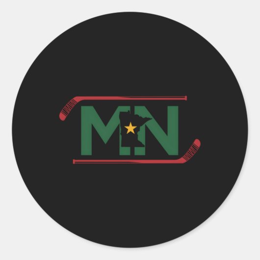 MN de staat Hockey Ronde Sticker (Voorkant)