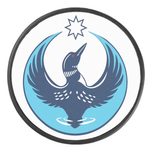 MN Loon Rising Hockey Puck (Voorkant)