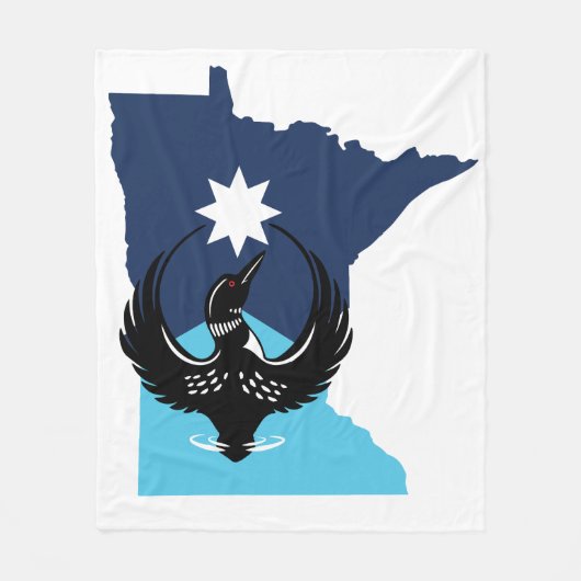 MN Loon Rising - MN Staatsvlag Fleece Deken (Voorkant)