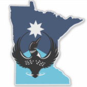 MN Loon Rising - MN Staatsvlag Sticker (Voorkant)