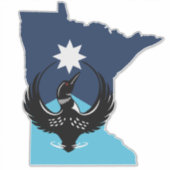MN Loon Rising - MN Staatsvlag Sticker (Voorkant)