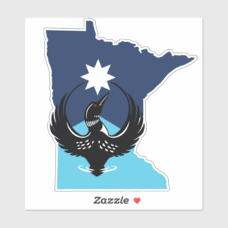 MN Loon Rising - MN State flag Sticker