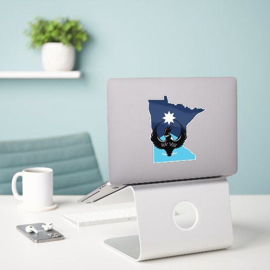 MN Loon Rising - MN State flag Sticker (Laptop op bureau)