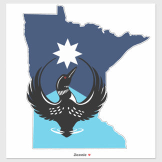 MN Loon Rising - MN State flag Sticker