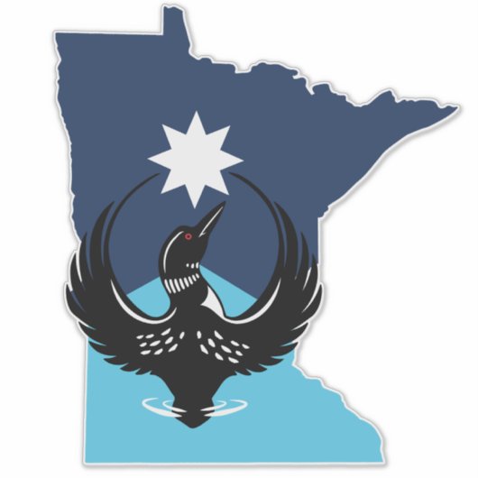 MN Loon Rising - MN State flag Sticker (Voorkant)