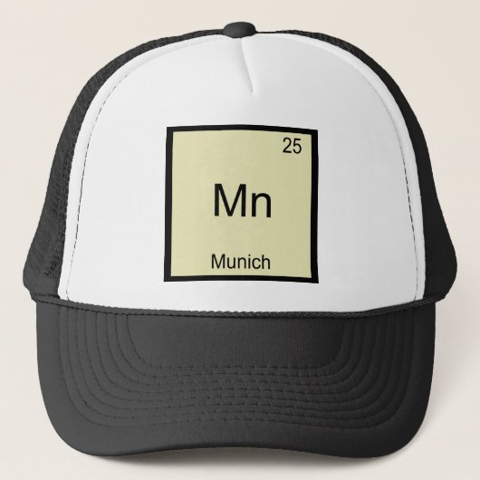 Mn - München Grappig Chemie Element Symbool T-Shir Trucker Pet (Voorkant)