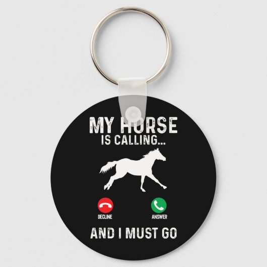 M'n paard roept me op om te gaan plassen... sleutelhanger (Voorkant)
