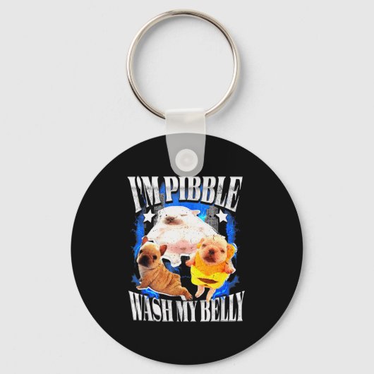 M'n Pibble Was Mijn Buik Franse Bulldog Sleutelhanger (Voorkant)