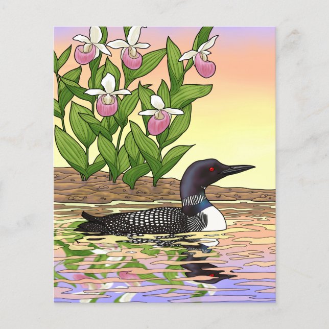 MN State Bird Flower Loon Lady Slipper (Voorkant)