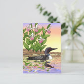 MN State Bird Flower Loon Lady Slipper Briefkaart (Staand voorkant)