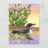 MN State Bird Flower Loon Lady Slipper Briefkaart (Voorkant)