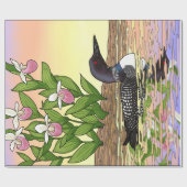 MN State Bird Flower Loon Lady Slipper Cadeaupapier (Vlak)