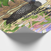 MN State Bird Flower Loon Lady Slipper Cadeaupapier (Hoek)