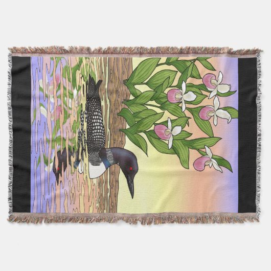 MN State Bird Flower Loon Lady Slipper Deken (Voorkant)