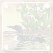 MN State Bird Flower Loon Lady Slipper Glazen Onderzetter (Achterkant)