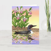 MN State Bird Flower Loon Lady Slipper Kaart (Voorkant)