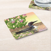 MN State Bird Flower Loon Lady Slipper Kartonnen Onderzetters (Schuin)