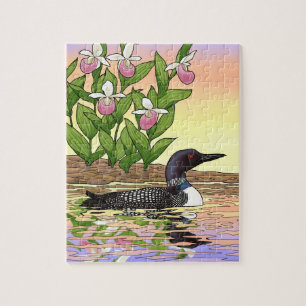 MN State Bird Flower Loon Lady Slipper Legpuzzel