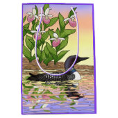 MN State Bird Flower Loon Lady Slipper Medium Cadeauzakje (Voorkant)