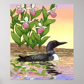 MN State Bird Flower Loon Lady Slipper Poster (Voorkant)