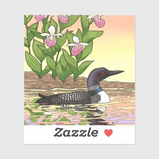 MN State Bird Flower Loon Lady Slipper Sticker (Vel)