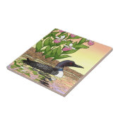 MN State Bird Flower Loon Lady Slipper Tegeltje (Zijkant)