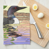 MN State Bird Flower Loon Lady Slipper Theedoek (Quarter Fold)