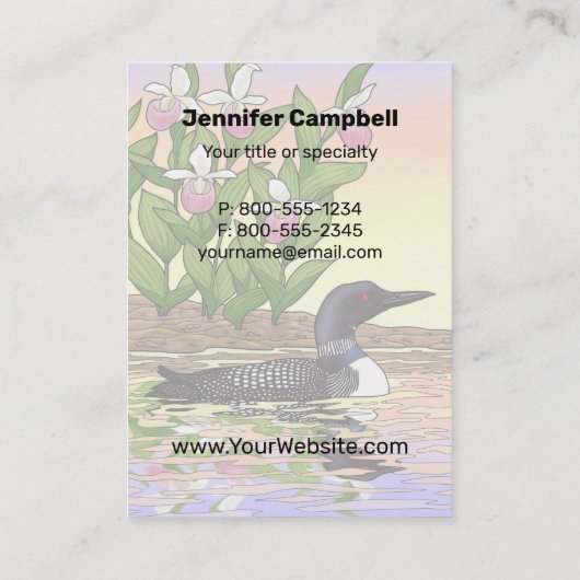 MN State Bird Flower Loon Lady Slipper Visitekaartje (Achterkant)
