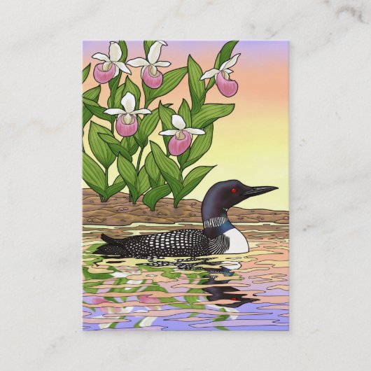 MN State Bird Flower Loon Lady Slipper Visitekaartje (Voorkant)