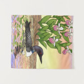 MN State Bird Flower Loon Lady Slipper Wandkleed (Voorkant (horizontaal))