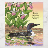 MN State Bird Flower Loon Lady Slipper Wijn Etiket (Enkel label)