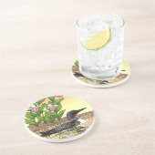 MN State Bird Flower Loon Lady Slipper Zandsteen Onderzetter (Zijkant)