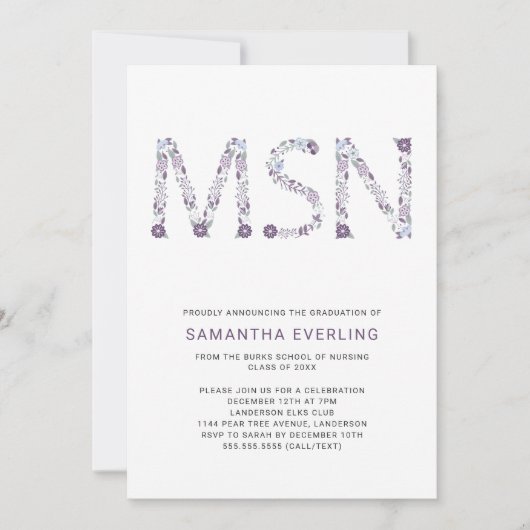 MNG afstuderen viering, florzuster paars Kaart (Voorkant)