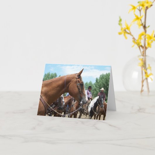"Mo - Één Groot Paard" Notecard Kaart (Gele Bloem)