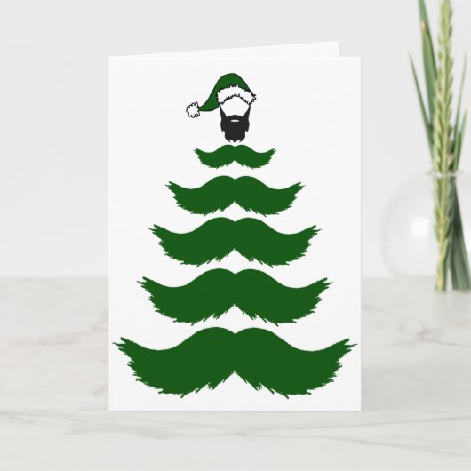 Mo Mustache - kerstboom met groene snor Kaart (Voorkant)