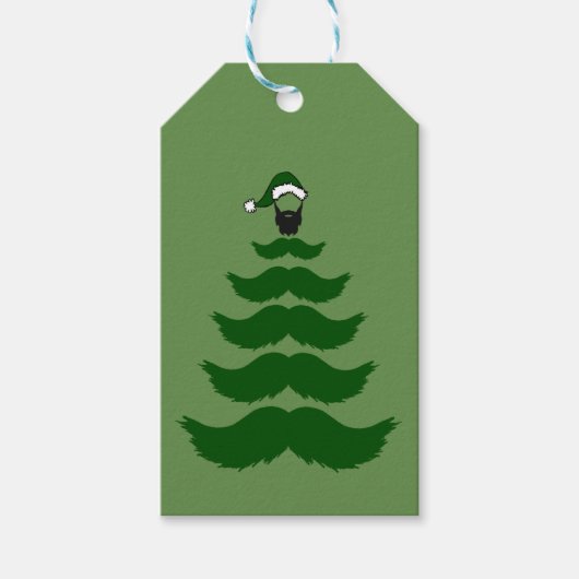 Mo snor kerstboom baard Man Topper groen Cadeaulabel