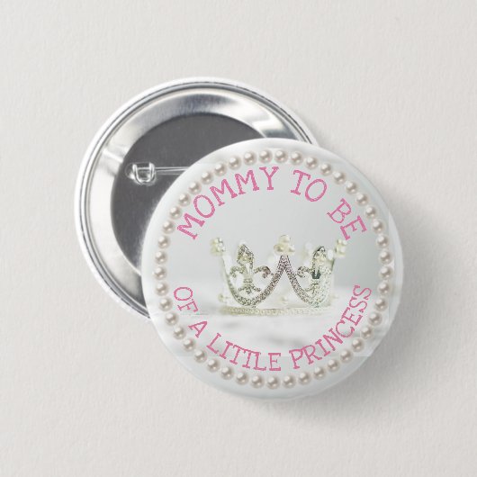 Mo wordt Baby shower Button Princess Themd (Voorkant /achterkant)