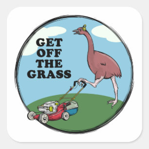 Moa met een maaier vierkante sticker