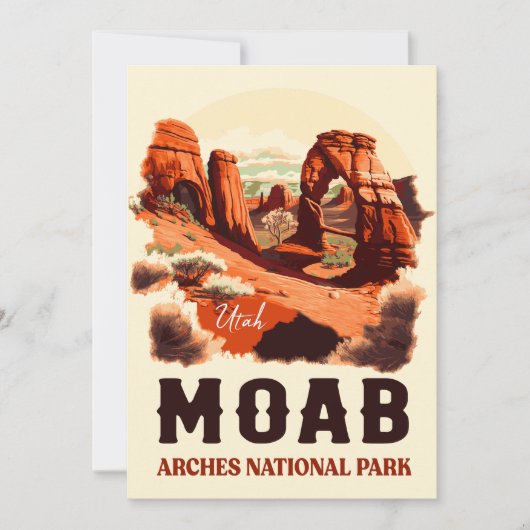 Moab Arches National Park Utah Delicate Arch Retro Kaart (Voorkant)