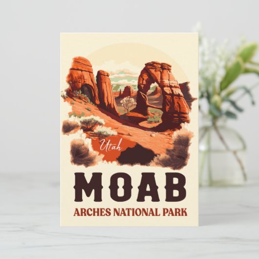Moab Arches National Park Utah Delicate Arch Retro Kaart (Staand voorkant)