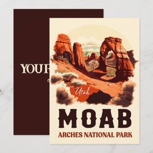 Moab Arches National Park Utah Delicate Arch Retro Kaart (Voorkant / Achterkant)