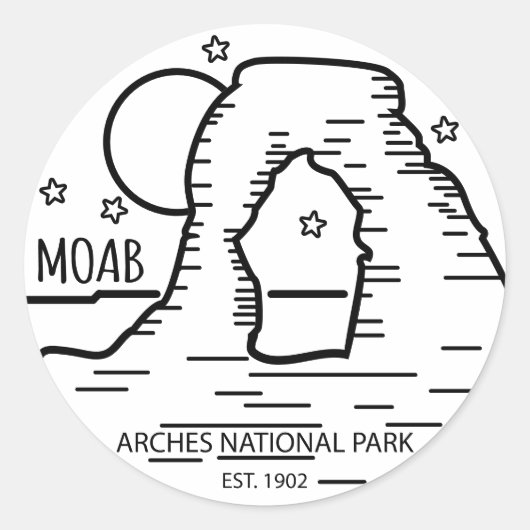 Moab Arches National Park Utah Delicate Arch Retro Ronde Sticker (Voorkant)