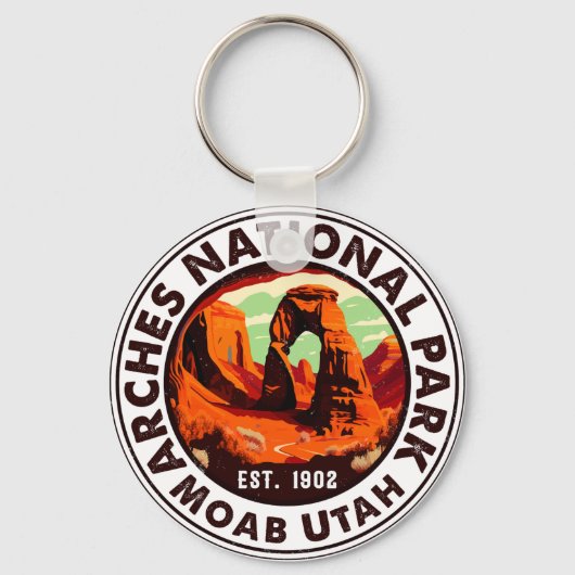Moab Arches National Park Utah Delicate Arch Retro Sleutelhanger (Voorkant)