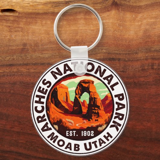 Moab Arches National Park Utah Delicate Arch Retro Sleutelhanger (Voorkant)