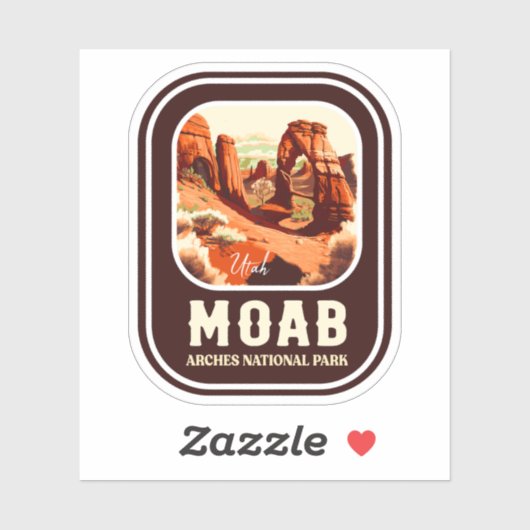 Moab Arches National Park Utah Delicate Arch Retro Sticker (Vel)
