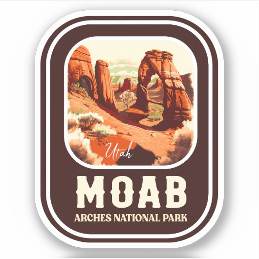 Moab Arches National Park Utah Delicate Arch Retro Sticker (Voorkant)