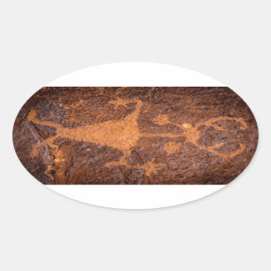 Moab Man Petroglyph Portret - Utah Ovale Sticker
